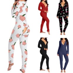Macacão de dormir longo - pijama sexy - com aba de bunda que pode ser aberta