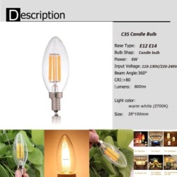 Lâmpada LED - tipo vela - regulável - 6W - E12 / E14