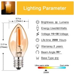 C7 - mini lâmpada LED noturna - tipo vela - vidro âmbar - E12 / E14 - 0,5W
