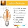 C7 - mini lâmpada LED noturna - tipo vela - vidro âmbar - E12 / E14 - 0,5W