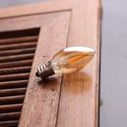 C7 - mini lâmpada LED noturna - tipo vela - vidro âmbar - E12 / E14 - 0,5W
