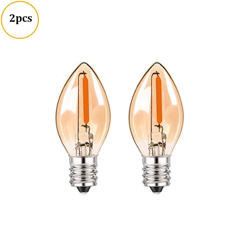 C7 - mini lâmpada LED noturna - tipo vela - vidro âmbar - E12 / E14 - 0,5W