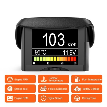 ANCEL A20 - computador de bordo do carro - display digital - scanner OBD2 - medidor de velocidade / consumo de combustível / tem