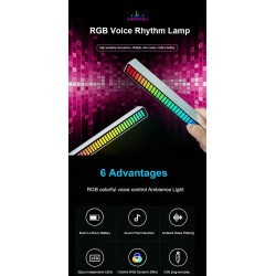 Tubo colorido RGB - faixa de LED - USB - Bluetooth - lâmpada de ritmo de voz/música