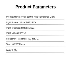 Tubo colorido RGB - faixa de LED - USB - Bluetooth - lâmpada de ritmo de voz/música