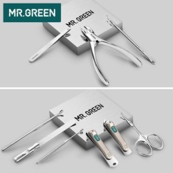Mr.Green - conjunto de manicure profissional - cortador de unhas / tesoura / pinça - 9 peças