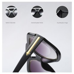 Fashionable sunglasses - oversized frame - decorative metal arrow - unisexSunglasses