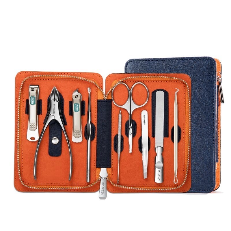 Mr.Green - conjunto de manicure profissional - cortador de unhas / tesoura / pinça - 9 peças