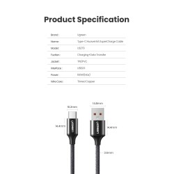 Ugreen - cabo USB tipo C - carregamento rápido - 6A / 5A - 100W - 480Mbps