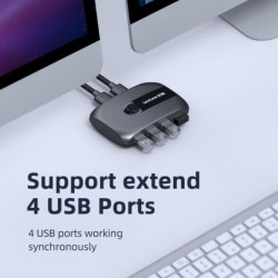 Comutador KVM - USB 2.0 / 3.0 - para Windows 10 / PC / teclado / mouse / impressora - compartilhamento / emparelhamento