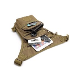Bolsa pequena tática / militar - com cintura / perna / cinto de ombro - nylon