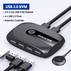 Comutador KVM - USB 2.0 / 3.0 - para Windows 10 / PC / teclado / mouse / impressora - compartilhamento / emparelhamento
