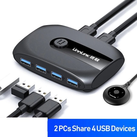Comutador KVM - USB 2.0 / 3.0 - para Windows 10 / PC / teclado / mouse / impressora - compartilhamento / emparelhamento