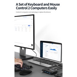 Comutador KVM - USB 2.0 / 3.0 - para Windows 10 / PC / teclado / mouse / impressora - compartilhamento / emparelhamento