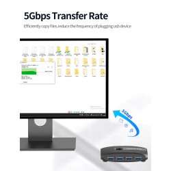 Comutador KVM - USB 2.0 / 3.0 - para Windows 10 / PC / teclado / mouse / impressora - compartilhamento / emparelhamento