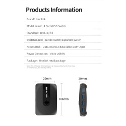 Comutador KVM - USB 2.0 / 3.0 - para Windows 10 / PC / teclado / mouse / impressora - compartilhamento / emparelhamento