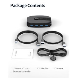 Comutador KVM - USB 2.0 / 3.0 - para Windows 10 / PC / teclado / mouse / impressora - compartilhamento / emparelhamento