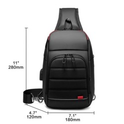 Bolsa transversal multifuncional - mochila para laptop de 9,7" - com porta de carregamento USB - à prova d'água