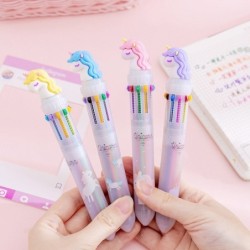Caneta gel multicolorida - com flamingo - 10 cores de tinta