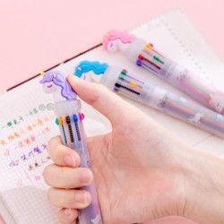 Caneta gel multicolorida - com flamingo - 10 cores de tinta
