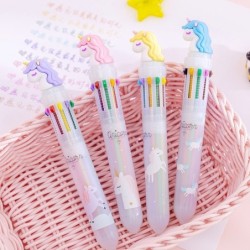 Caneta gel multicolorida - com flamingo - 10 cores de tinta