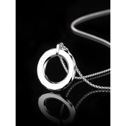 Pingente redondo de tungstênio na moda - com colar de aço titânio