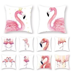 Capa de almofada decorativa - com flamingo rosa - 45 * 45cm