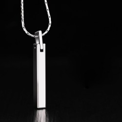 Pingente clássico em forma de bastão - com corrente - tungstênio - unissex