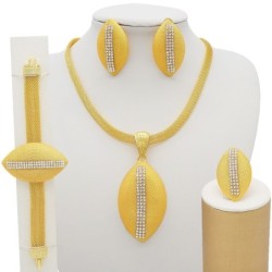 Luxuoso conjunto de joias douradas - colar - brincos / pulseira / anel - estilo africano