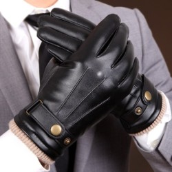 Luvas de inverno pretas - com função de tela sensível ao toque - couro