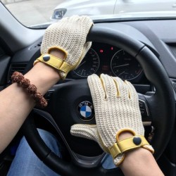 Luvas de condução curtas - couro de cabra / de malha - unissex