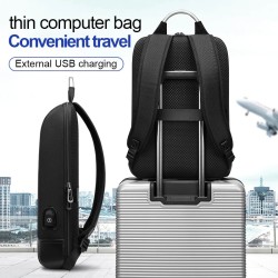 Mochila para laptop elegante - extrafina - à prova d'água - com porta de carregamento USB