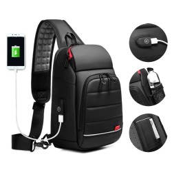 Bolsa transversal multifuncional - mochila para laptop de 9,7" - com porta de carregamento USB - à prova d'água