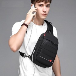 Bolsa transversal multifuncional - mochila para laptop de 9,7" - com porta de carregamento USB - à prova d'água