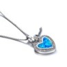 Pingente em forma de coração com opala azul / cristais / chave - com corrente