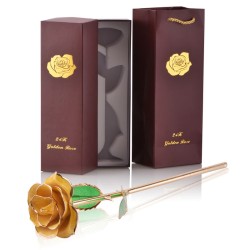 Rosa banhada em ouro 24k - com suporte - aniversário/dia dos namorados/presente de casamento