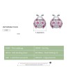 Brincos com joaninha - zircônias rosa - prata 925