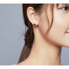 Earrings with red ladybug / white daisy - 925 sterling silverEarrings