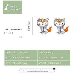 Brincos com raposa de cristal laranja - prata 925