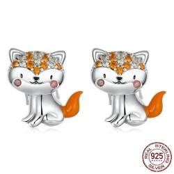 Earrings with orange crystal fox - 925 sterling silverEarrings