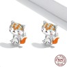 Brincos com raposa de cristal laranja - prata 925