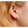 Brincos de argola com folhas verdes - prata de lei 925
