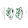 Brincos de argola com folhas verdes - prata de lei 925