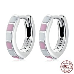 Brincos contrastantes rosa-branco - prata de lei 925