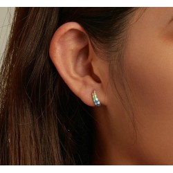 Rainbow colorful chequered round earrings - 925 sterling silverEarrings