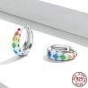 Rainbow colorful chequered round earrings - 925 sterling silverEarrings