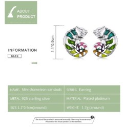 Delicate earrings with mini chameleon - 925 sterling silverEarrings