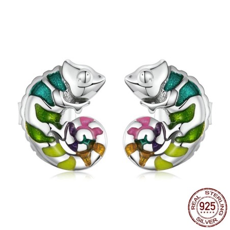 Delicate earrings with mini chameleon - 925 sterling silverEarrings