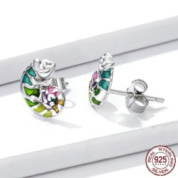 Delicate earrings with mini chameleon - 925 sterling silverEarrings