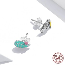 Lovely earrings with bird / leaf - 925 sterling silverEarrings